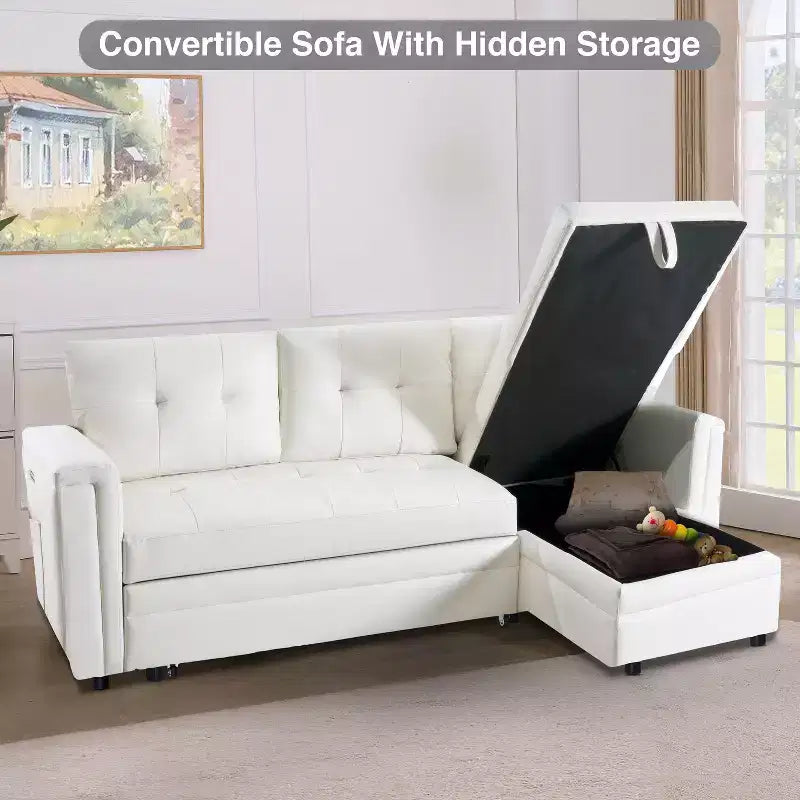 Canapé sectionnel réversible Home Imports Emporium avec chaise longue de rangement et ports USB intégrés pour les salons modernes