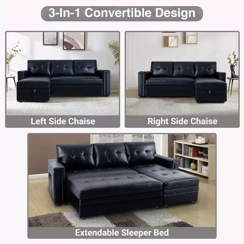 Canapé sectionnel réversible Home Imports Emporium avec chaise longue de rangement et ports USB intégrés pour les salons modernes