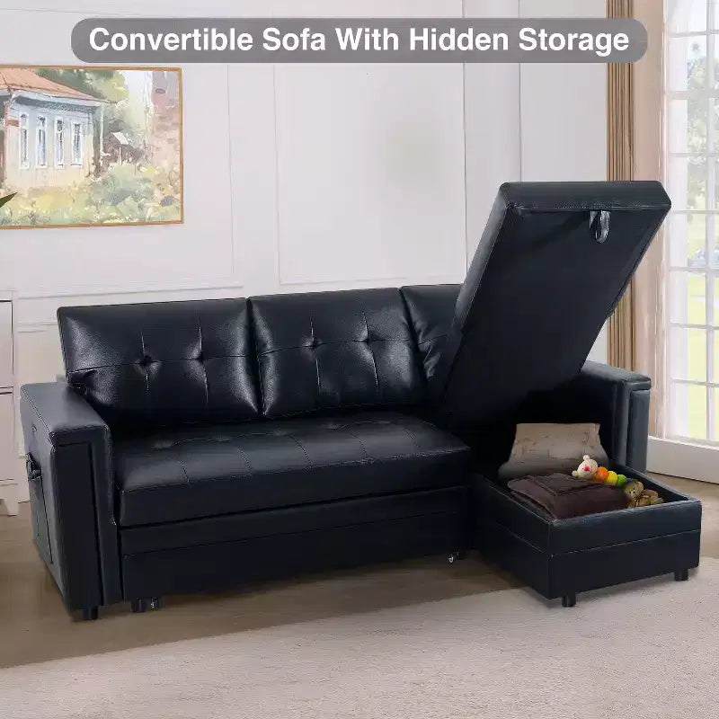 Canapé sectionnel réversible Home Imports Emporium avec chaise longue de rangement et ports USB intégrés pour les salons modernes