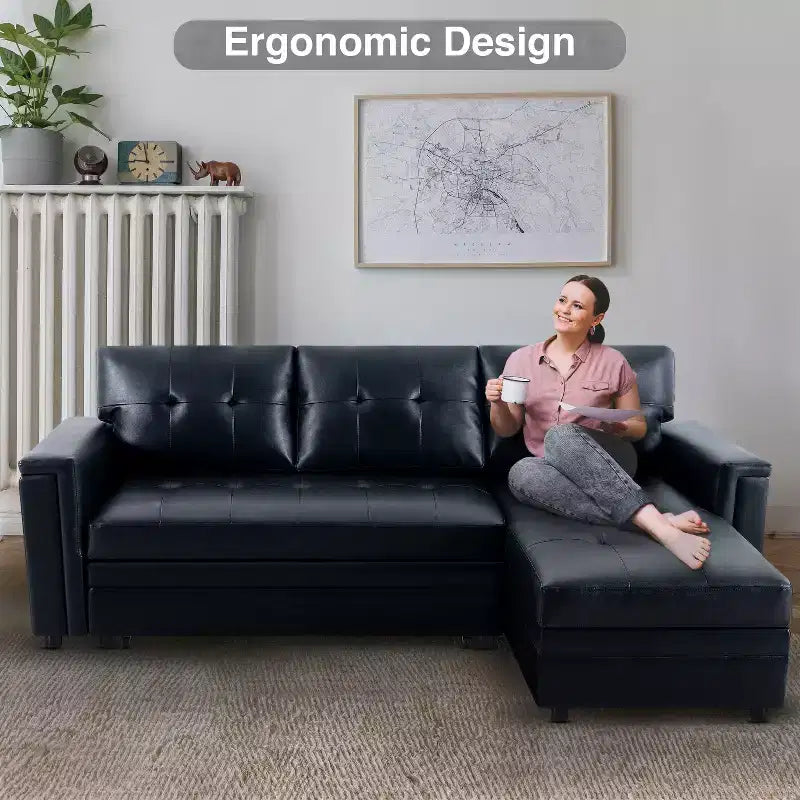 Canapé sectionnel réversible Home Imports Emporium avec chaise longue de rangement et ports USB intégrés pour les salons modernes