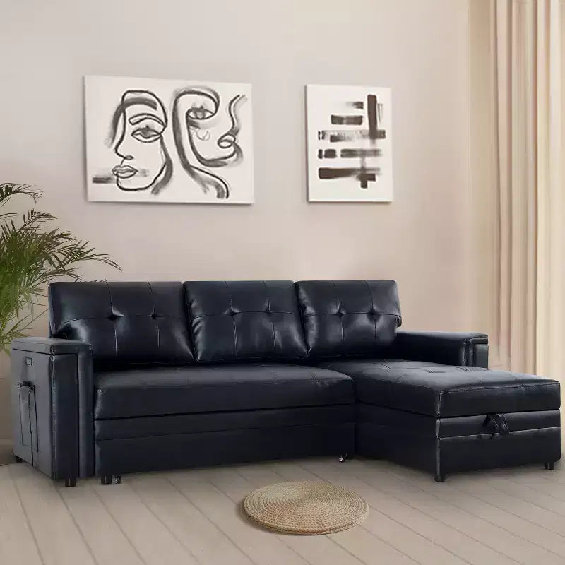 Canapé sectionnel réversible Home Imports Emporium avec chaise longue de rangement et ports USB intégrés pour les salons modernes