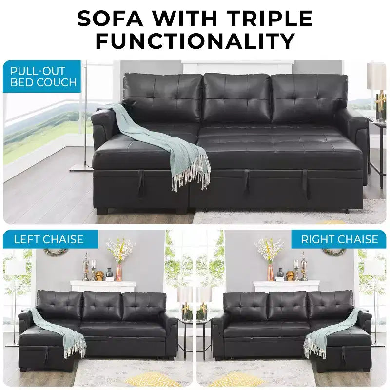 Canapé d'angle réversible Home Imports Emporium avec couchage, canapé convertible avec méridienne de rangement, design peu encombrant pour salons modernes