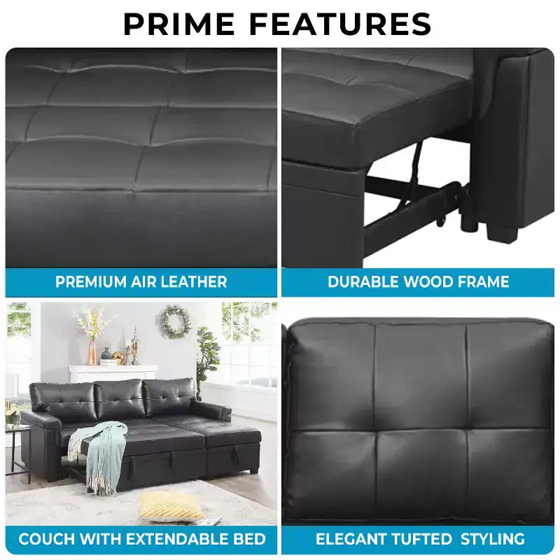 Canapé d'angle réversible Home Imports Emporium avec couchage, canapé convertible avec méridienne de rangement, design peu encombrant pour salons modernes