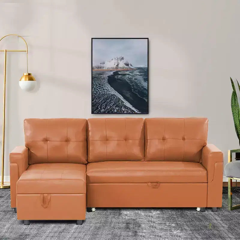 Canapé d'angle réversible Home Imports Emporium avec couchage, canapé convertible avec méridienne de rangement, design peu encombrant pour salons modernes