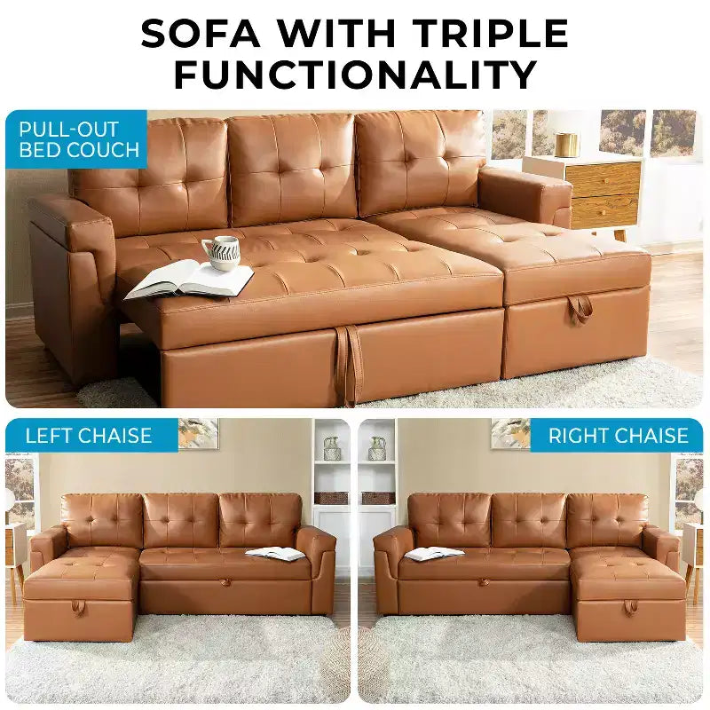 Canapé d'angle réversible Home Imports Emporium avec couchage, canapé convertible avec méridienne de rangement, design peu encombrant pour salons modernes