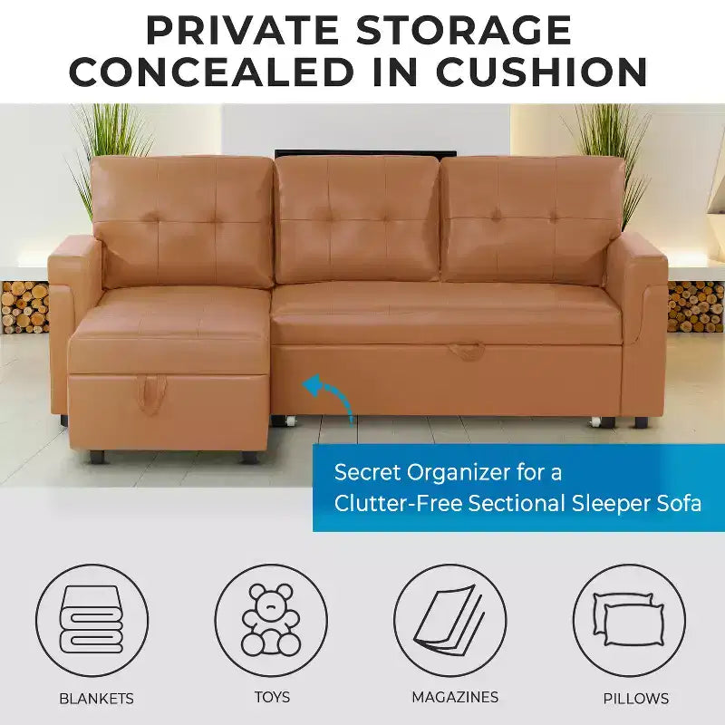 Canapé d'angle réversible Home Imports Emporium avec couchage, canapé convertible avec méridienne de rangement, design peu encombrant pour salons modernes