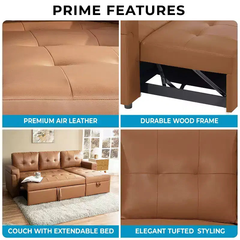 Canapé d'angle réversible Home Imports Emporium avec couchage, canapé convertible avec méridienne de rangement, design peu encombrant pour salons modernes