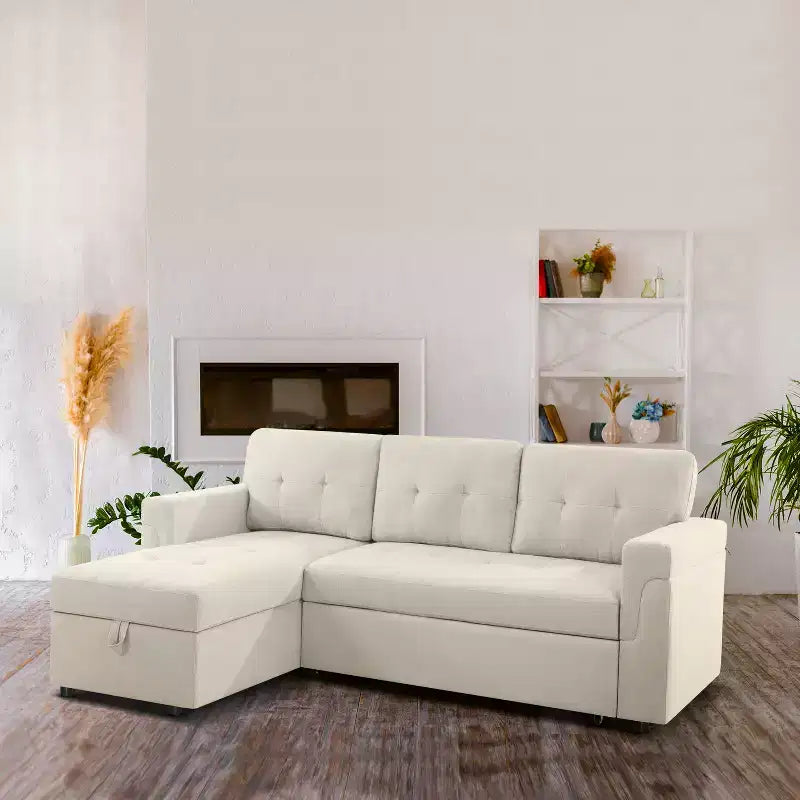 Canapé d'angle réversible Home Imports Emporium avec couchage, canapé convertible avec méridienne de rangement, design peu encombrant pour salons modernes