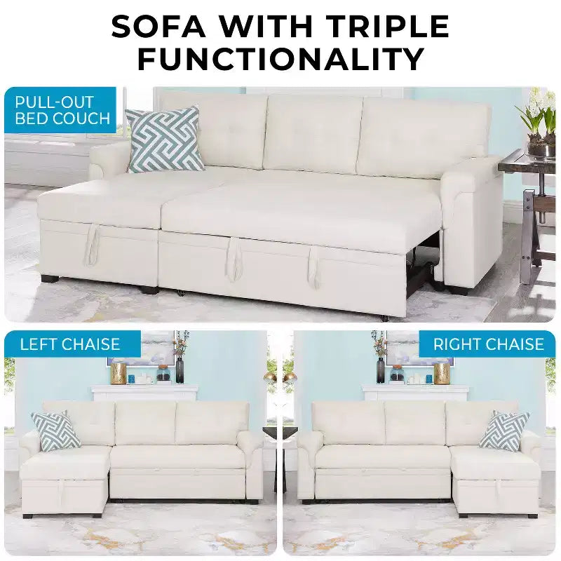 Canapé d'angle réversible Home Imports Emporium avec couchage, canapé convertible avec méridienne de rangement, design peu encombrant pour salons modernes