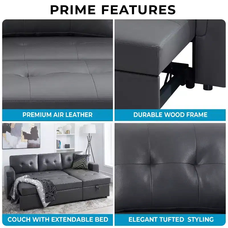 Canapé d'angle réversible Home Imports Emporium avec couchage, canapé convertible avec méridienne de rangement, design peu encombrant pour salons modernes