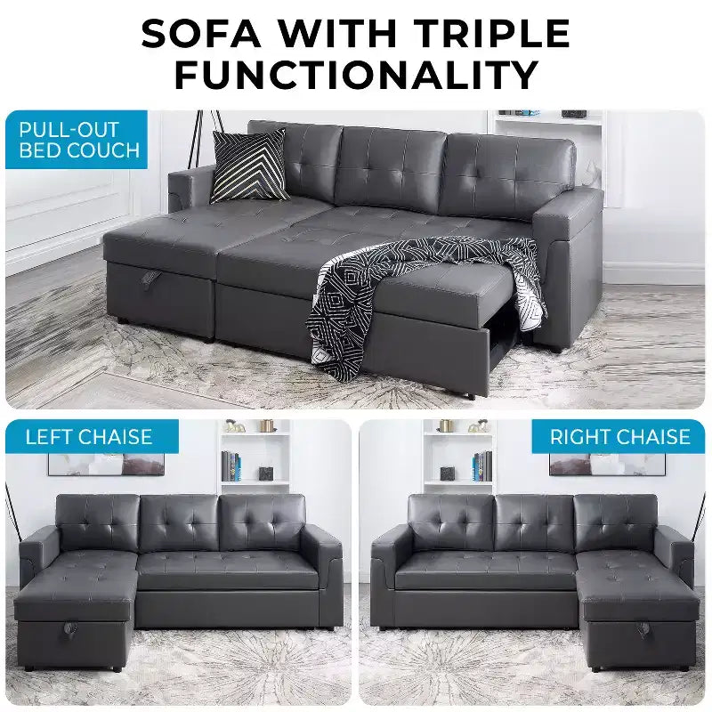 Canapé d'angle réversible Home Imports Emporium avec couchage, canapé convertible avec méridienne de rangement, design peu encombrant pour salons modernes