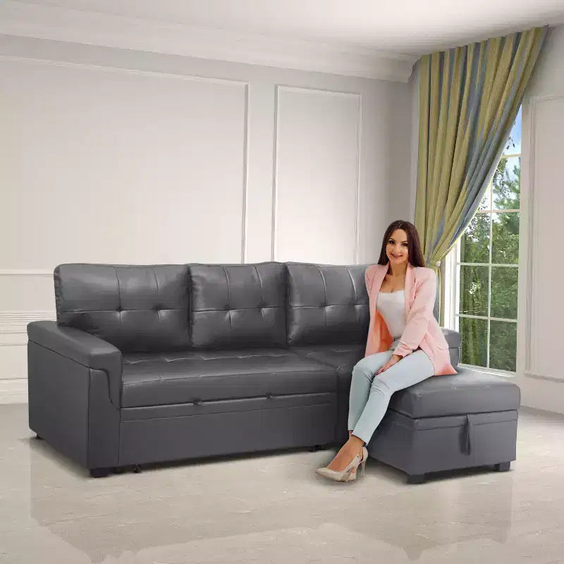 Canapé d'angle réversible Home Imports Emporium avec couchage, canapé convertible avec méridienne de rangement, design peu encombrant pour salons modernes