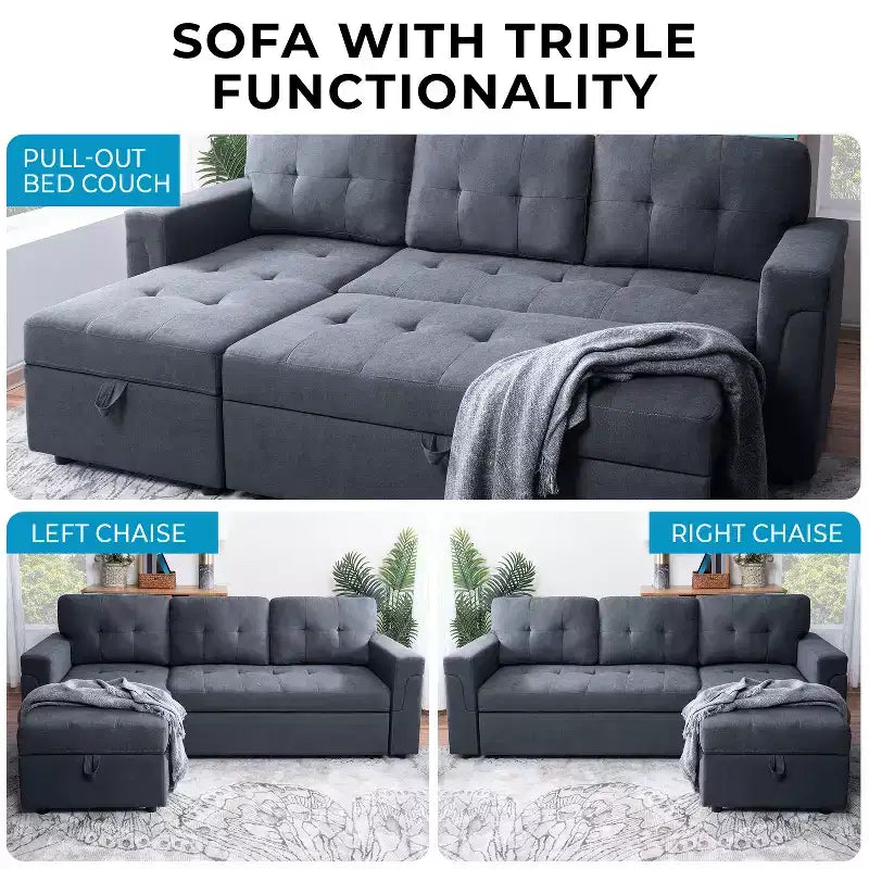 Canapé d'angle réversible Home Imports Emporium avec couchage, canapé convertible avec méridienne de rangement, design peu encombrant pour salons modernes