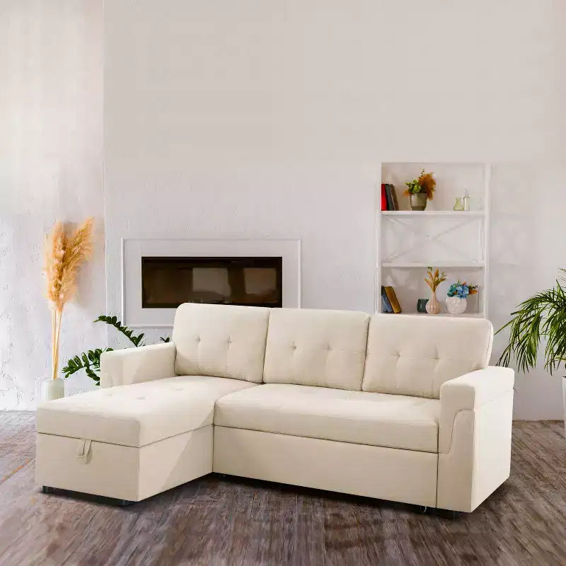 Canapé d'angle réversible Home Imports Emporium avec couchage, canapé convertible avec méridienne de rangement, design peu encombrant pour salons modernes