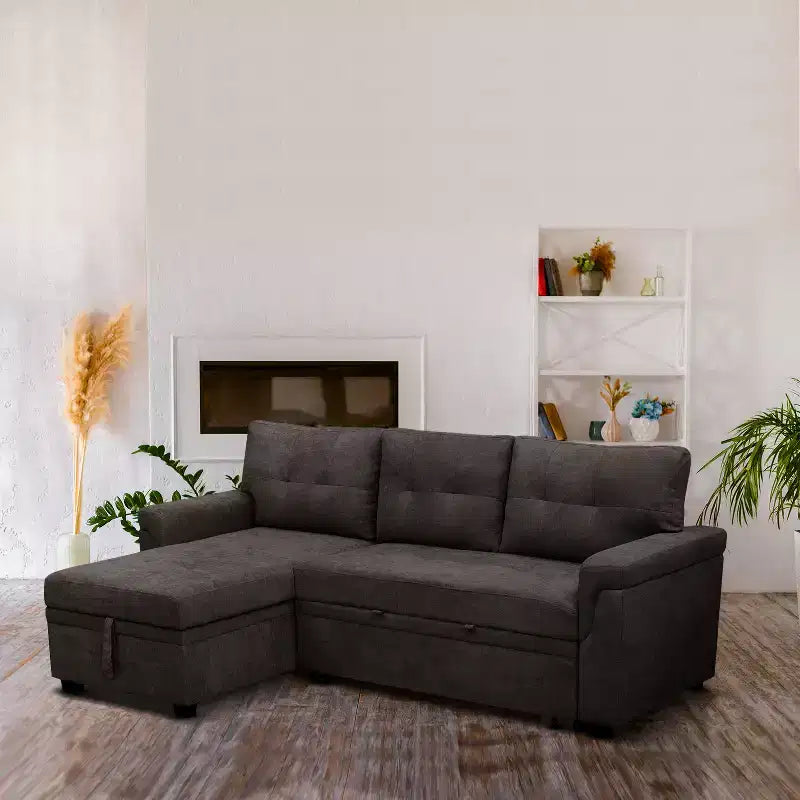 Canapé d'angle réversible Home Imports Emporium avec couchage, canapé convertible avec méridienne de rangement, design peu encombrant pour salons modernes