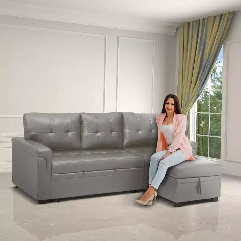 Canapé d'angle réversible Home Imports Emporium avec couchage, canapé convertible avec méridienne de rangement, design peu encombrant pour salons modernes