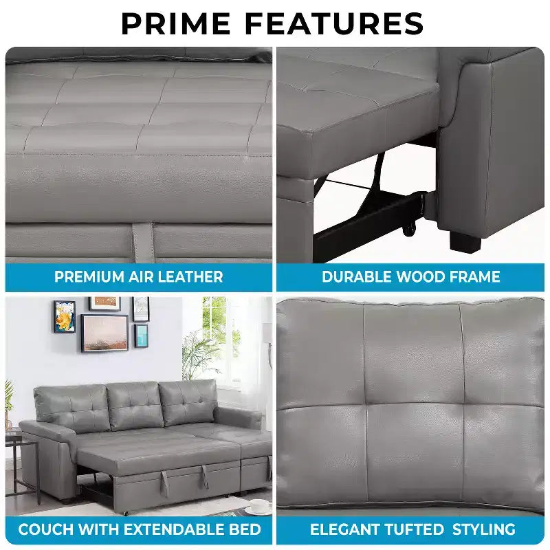 Canapé d'angle réversible Home Imports Emporium avec couchage, canapé convertible avec méridienne de rangement, design peu encombrant pour salons modernes