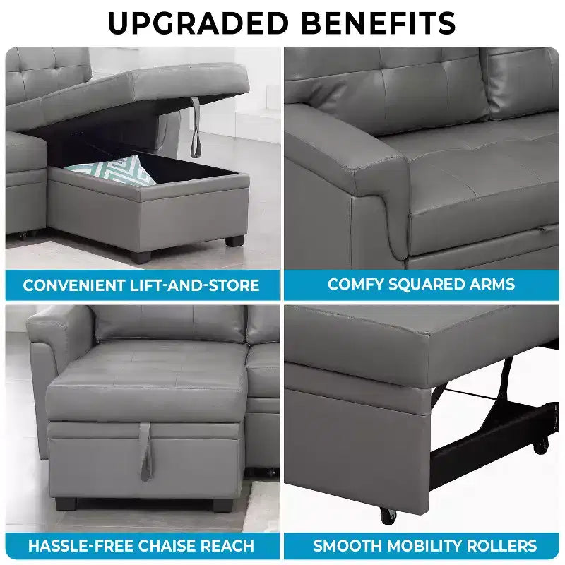 Canapé d'angle réversible Home Imports Emporium avec couchage, canapé convertible avec méridienne de rangement, design peu encombrant pour salons modernes