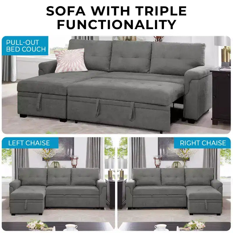 Canapé d'angle réversible Home Imports Emporium avec couchage, canapé convertible avec méridienne de rangement, design peu encombrant pour salons modernes