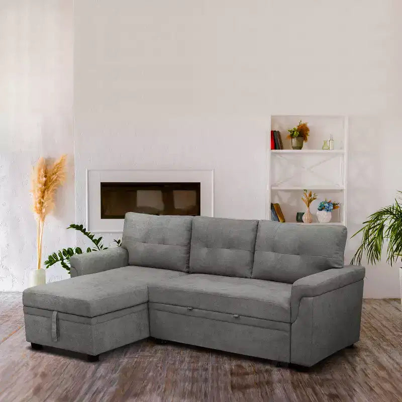 Canapé d'angle réversible Home Imports Emporium avec couchage, canapé convertible avec méridienne de rangement, design peu encombrant pour salons modernes