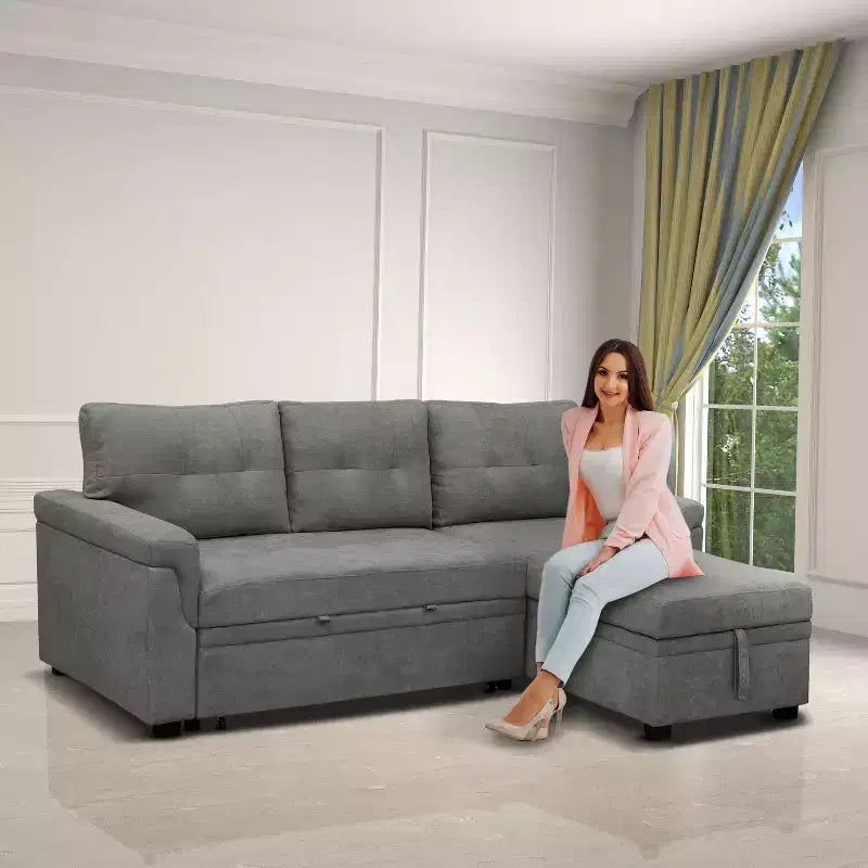 Canapé d'angle réversible Home Imports Emporium avec couchage, canapé convertible avec méridienne de rangement, design peu encombrant pour salons modernes