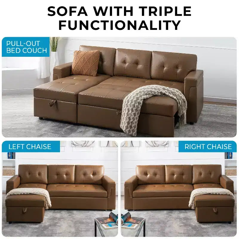 Canapé d'angle réversible Home Imports Emporium avec couchage, canapé convertible avec méridienne de rangement, design peu encombrant pour salons modernes