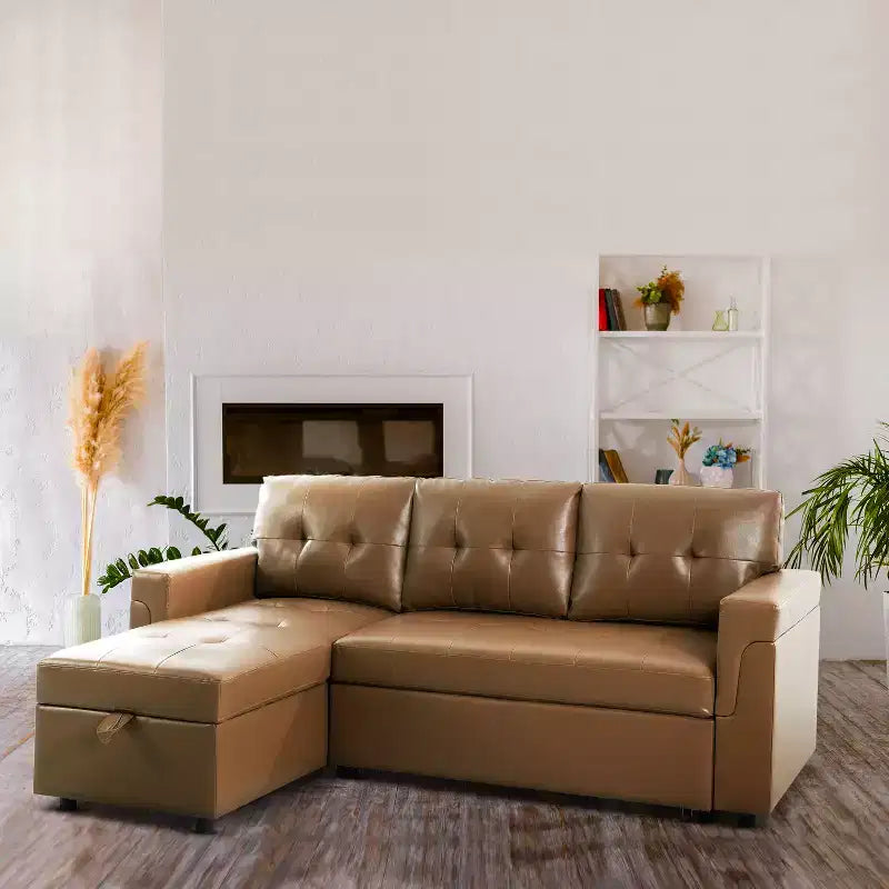 Canapé d'angle réversible Home Imports Emporium avec couchage, canapé convertible avec méridienne de rangement, design peu encombrant pour salons modernes