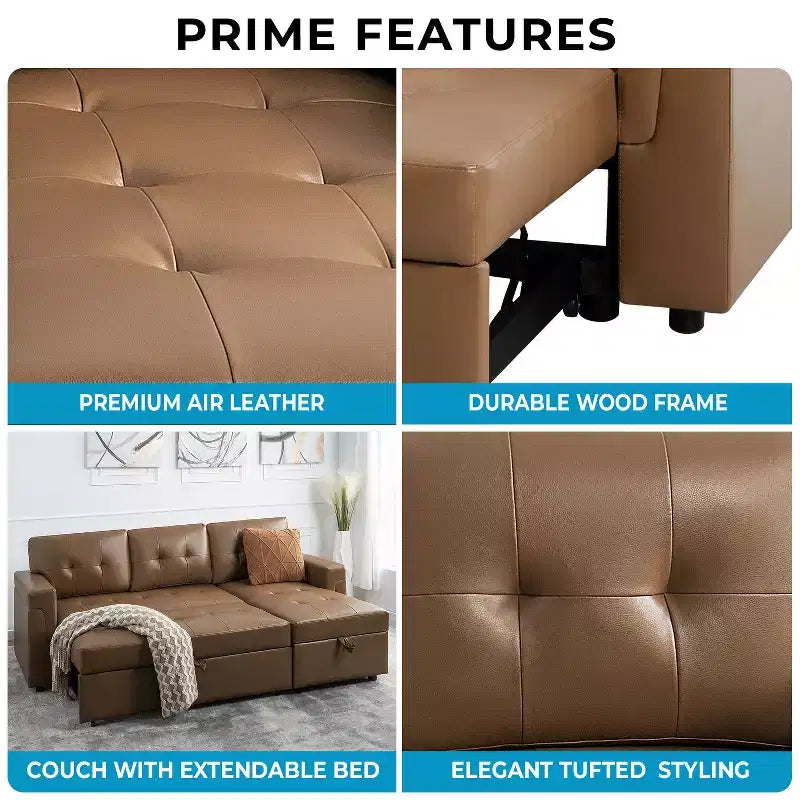 Canapé d'angle réversible Home Imports Emporium avec couchage, canapé convertible avec méridienne de rangement, design peu encombrant pour salons modernes
