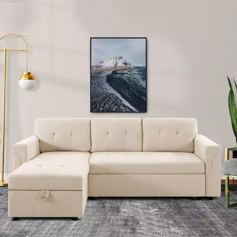 Canapé d'angle réversible Home Imports Emporium avec couchage, canapé convertible avec méridienne de rangement, design peu encombrant pour salons modernes