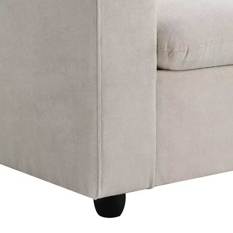 GDFStudio Bruce 101 Canapé sectionnel en forme de L en tissu avec pouf