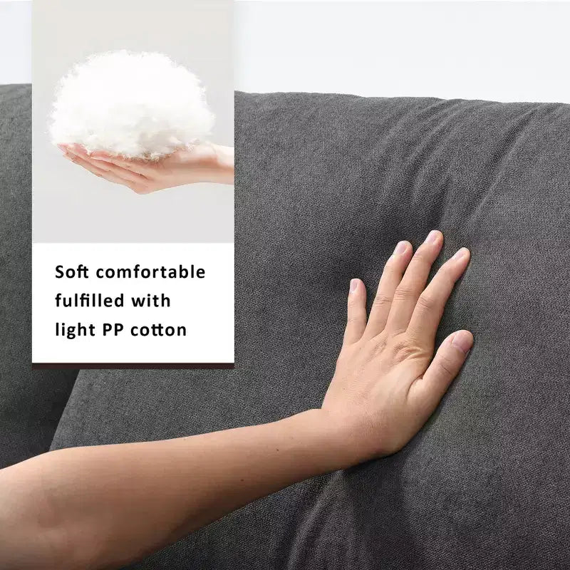 GDFStudio Bruce 101 Canapé sectionnel en forme de L en tissu avec pouf