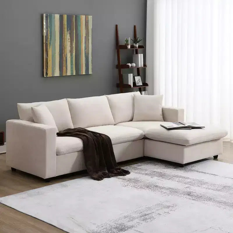 GDFStudio Bruce 101 Fabric L-Shaped Sectional Sofa with Ottoman