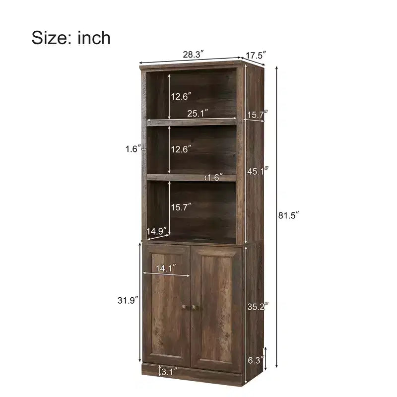 Lit escamotable Queen Size avec armoire latérale, lit gain de place parfait pour chambre d'amis, chambre à coucher, bureau à domicile, blanc/marron rustique - ModernLuxe