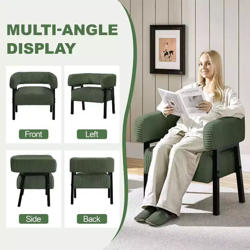 Fauteuil d'appoint rembourré Yaheetech avec pieds en bois massif, assise à ressorts ensachés pour salon, chambre à coucher, coin lecture
