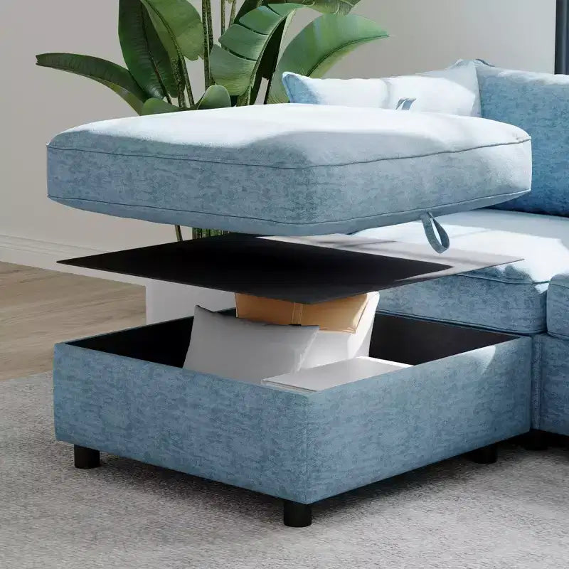 Causeuse de rangement modulable polyvalente Christopher Knight Home Penny 68 avec deux poufs