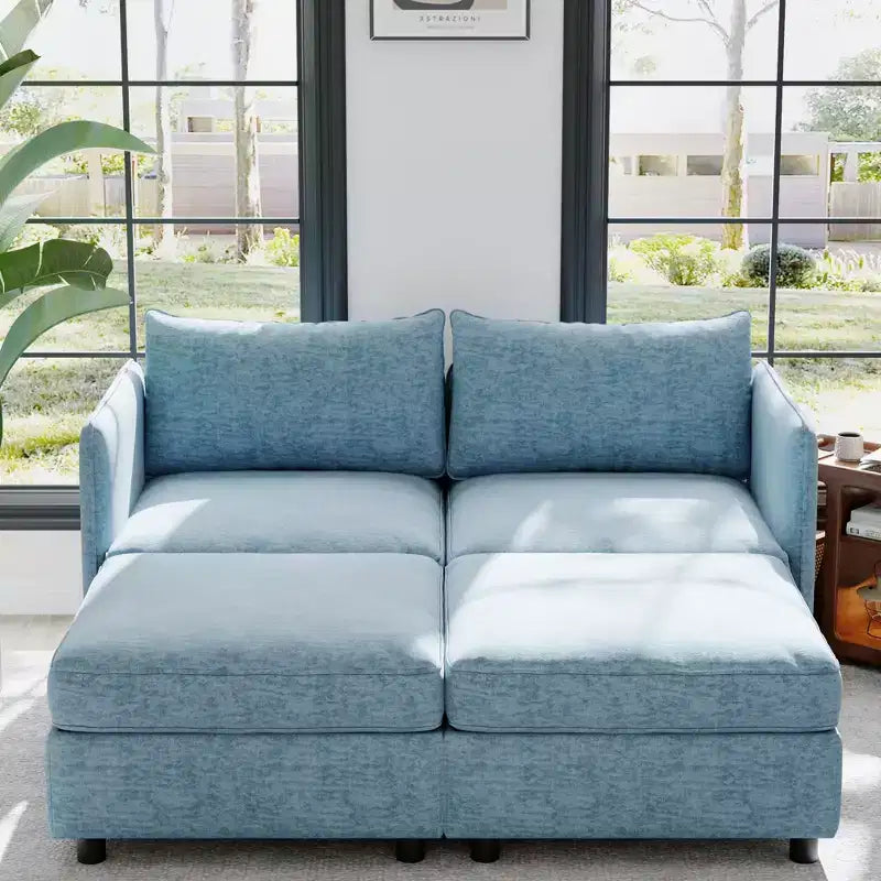 Causeuse de rangement modulable polyvalente Christopher Knight Home Penny 68 avec deux poufs