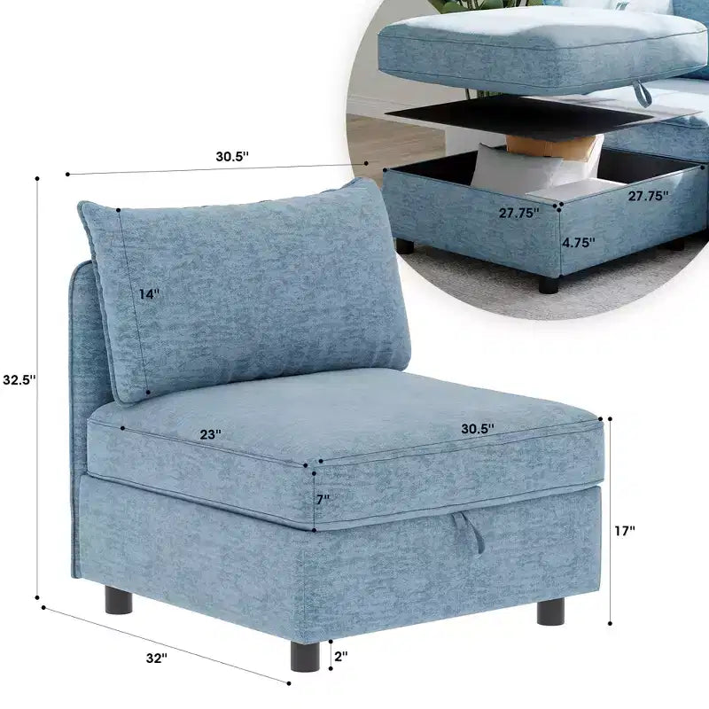 Causeuse de rangement modulable polyvalente Christopher Knight Home Penny 68 avec deux poufs