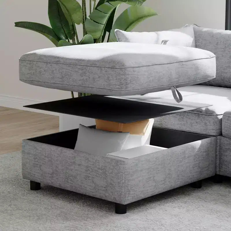 Causeuse de rangement modulable polyvalente Christopher Knight Home Penny 68 avec deux poufs