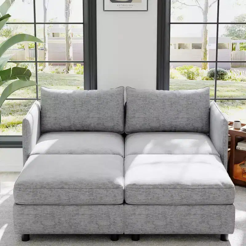 Causeuse de rangement modulable polyvalente Christopher Knight Home Penny 68 avec deux poufs