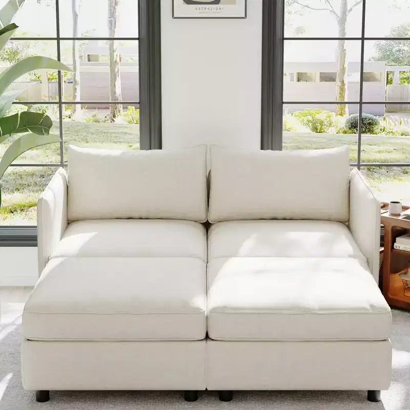 Causeuse de rangement modulable polyvalente Christopher Knight Home Penny 68 avec deux poufs
