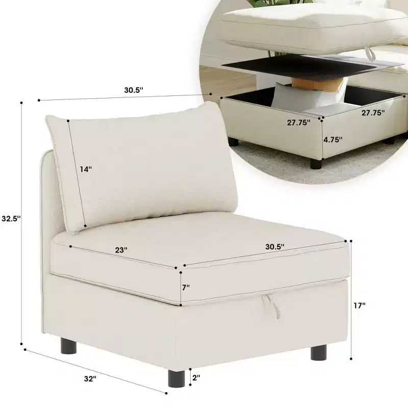 Causeuse de rangement modulable polyvalente Christopher Knight Home Penny 68 avec deux poufs