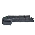 Christopher Knight Home Jovie 115.5 Upholstered Modular Sectional Sofa with Hidden Storage Compartments, Gray