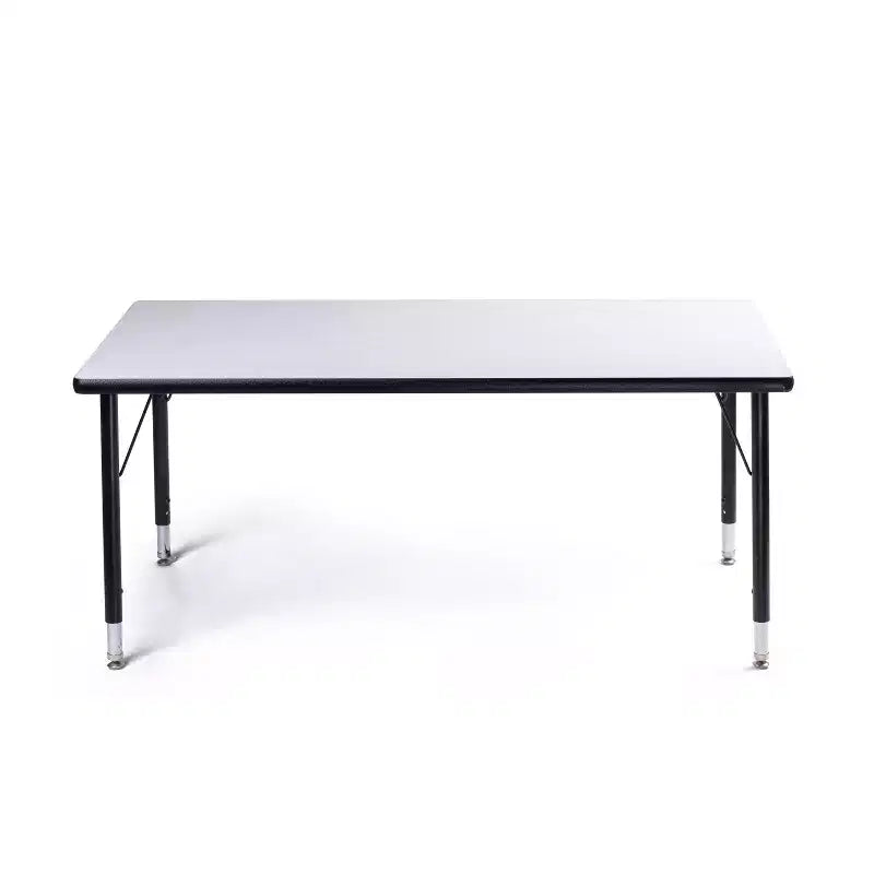 Ensemble table et chaises d'activités Bintiva – Table noire pulvérisée 24x48 avec pieds réglables et 4 chaises de classe ZUUL bleues de 14 po