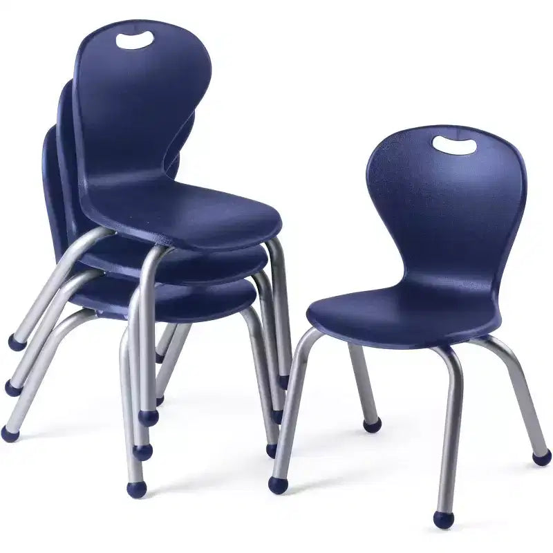 Ensemble table et chaises d'activités Bintiva – Table noire pulvérisée 24x48 avec pieds réglables et 4 chaises de classe ZUUL bleues de 14 po