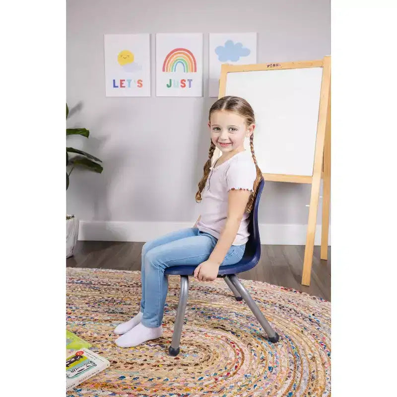 Ensemble table et chaises d'activités Bintiva – Table noire pulvérisée 24x48 avec pieds réglables et 4 chaises de classe ZUUL bleues de 14 po