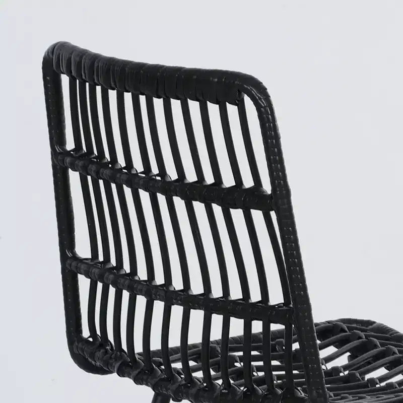 HOMCOM Tabourets de Bar Hauteur Comptoir en Rotin, Lot de 2, Tabourets de Bar en Osier de 66 cm avec Dossier, Chaises de Bar pour Îlot de Cuisine, Comptoir de Cuisine, Salle à Manger, Noir