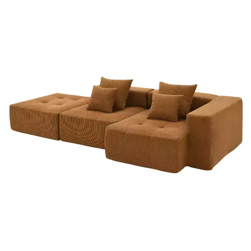 Canapé sectionnel en U Whisen Modern Chenille avec pouf surdimensionné, rangement dissimulé dans les accoudoirs et porte-gobelets, ports de chargement USB