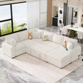 Whisen 112 Modern Sectional Sofa Pull-out Sofa Bed Sleeper with Storage Ottoman,Three Pillows, Charging Devices