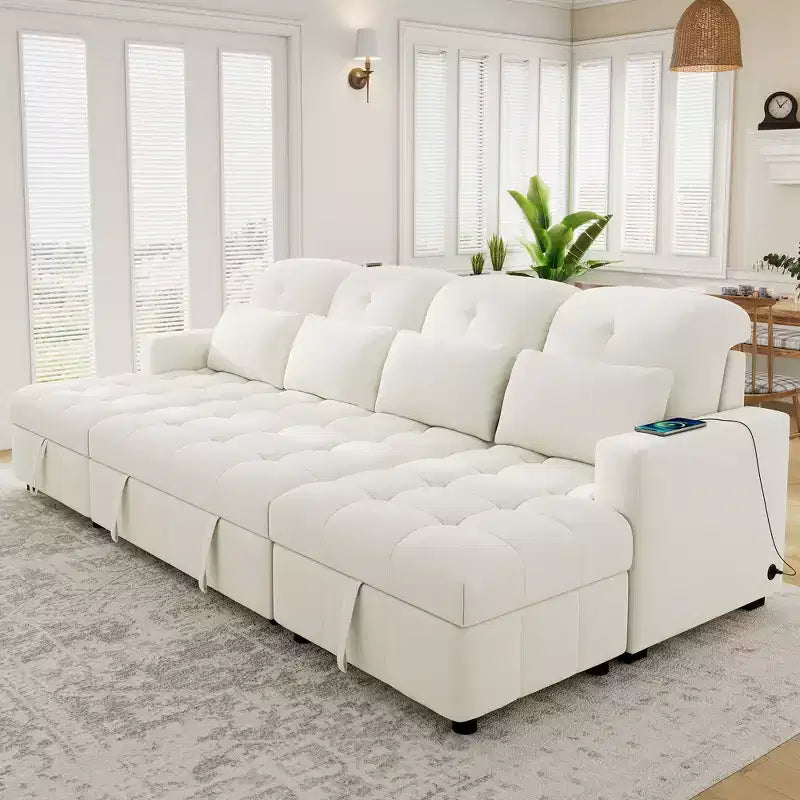 Canapé sectionnel polyvalent Whisen 110 moderne surdimensionné en forme de U avec méridiennes et ports USB