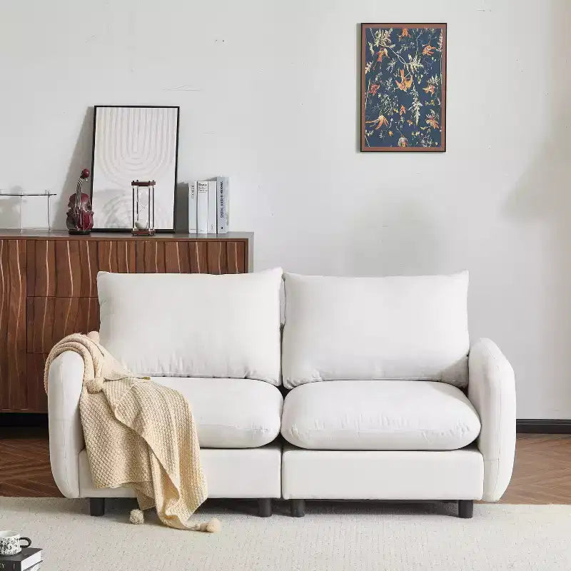 Christopher Knight Home Acker Canapé sectionnel moderne 69 places rembourré avec coussins, blanc